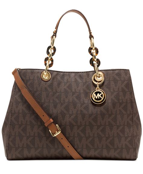 michael kors cynthia logo medium satchel brown|michael michael kors cynthia medium satchel .